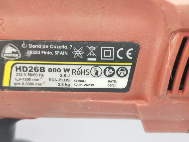 MŁOTOWIERTARKA STAYER HD26B 800W GW.01.08.2025