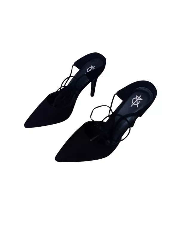 BUTY CZARNE DAMSKIE KLASYCZNE SZPILKI WIĄZANE