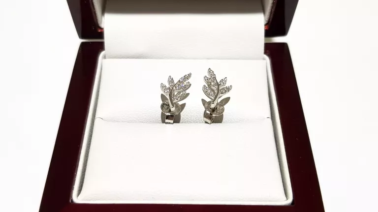 SREBRNE KOLCZYKI GAŁĄZKI LISTKI W.KRUK 1,2X0,7CM 1,22G PR925