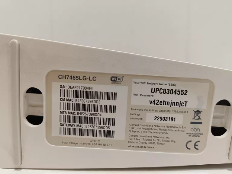 ROUTER WIFI CONNECT BOX CH7465LG-LC W PUD