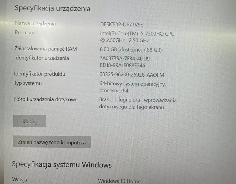 LAPTOP HP OMEN INTEL CORE I5 8GB RAM 1TB HDD JASNE PLAMKI NA WYŚW