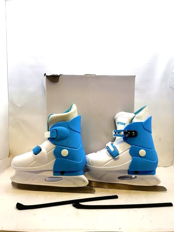 ŁYŻWY REGULOWANE ACTION BIAŁO-BŁĘKITNE SIZE L(37-40 DZIECIĘCE) Z PUDEŁKIEM
