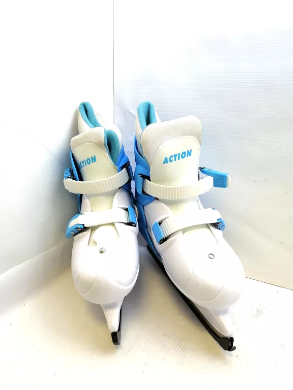 ŁYŻWY REGULOWANE ACTION BIAŁO-BŁĘKITNE SIZE L(37-40 DZIECIĘCE) Z PUDEŁKIEM