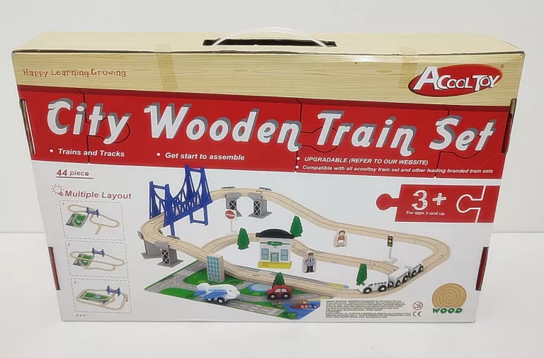 ACOOL TOY CITY WOODEN TRAIN SET 44 ELEMENTÓW