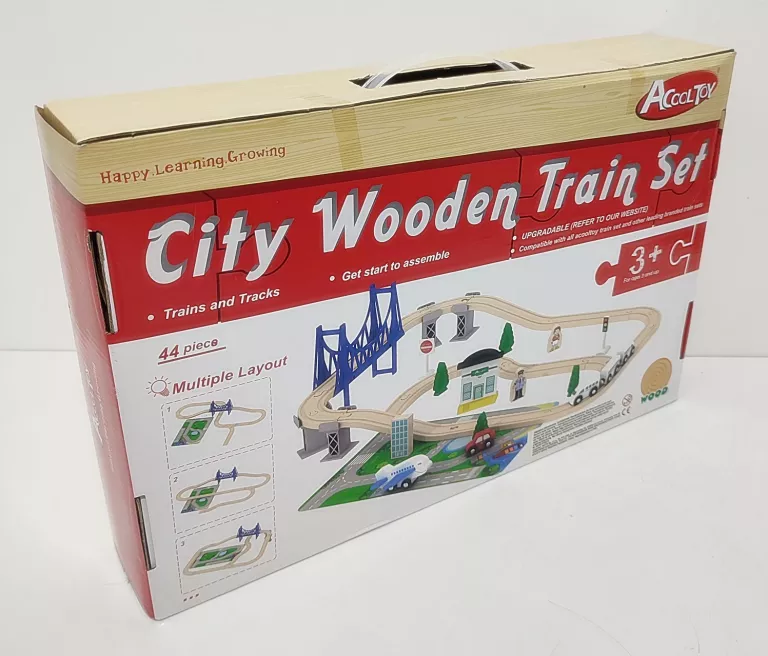 ACOOL TOY CITY WOODEN TRAIN SET 44 ELEMENTÓW
