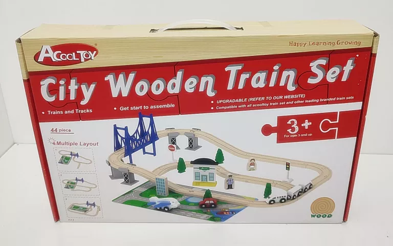 ACOOL TOY CITY WOODEN TRAIN SET 44 ELEMENTÓW