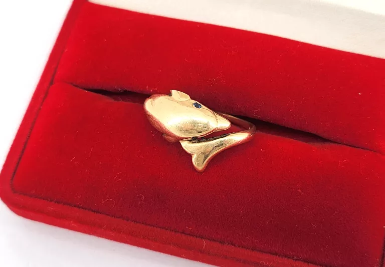 ZŁOTY PIERŚCIONEK DELFIN 585 3,47G