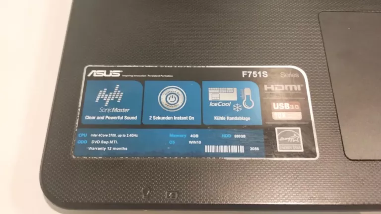 LAPTOP ASUS F751S SERIES ŁAD