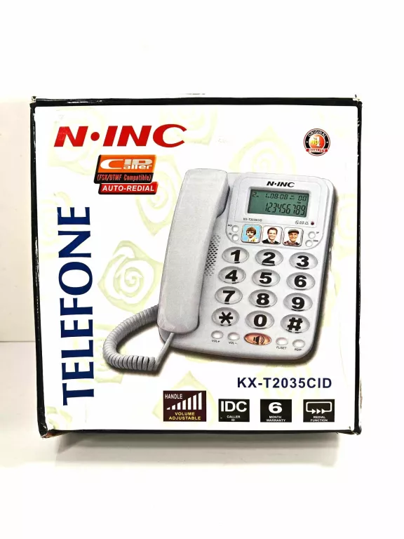 N.INC TELEFON STACJONARNY DLA SENIORA KX-T2035CID CZERWONY