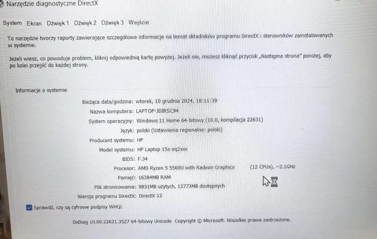 LAPTOP HP 15S-EQ2232NW 16/512GB / AMD RYZEN 5 5500U / WIN 11