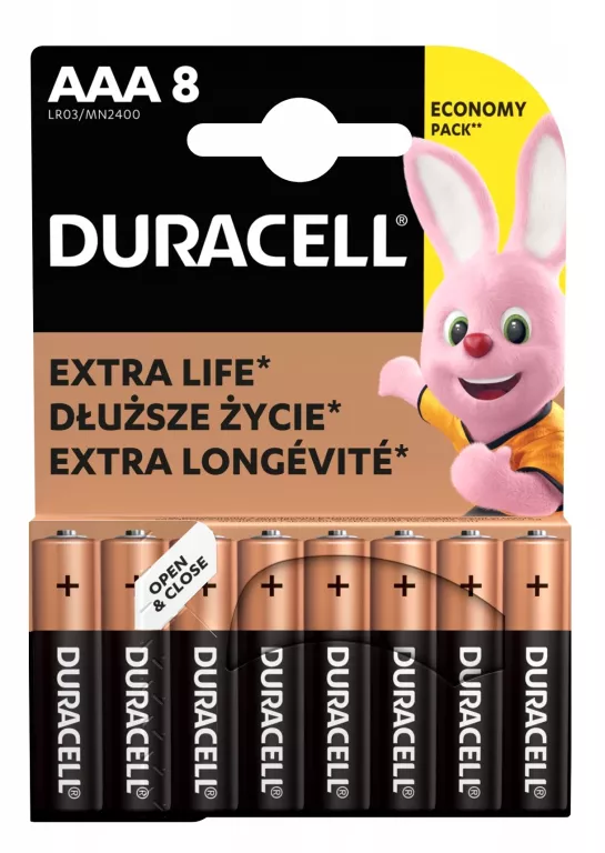 8X DURACELL BATERIA ALKALICZNA AAA R3 1,5V FABRYCZNIE ZAPAKOWANE