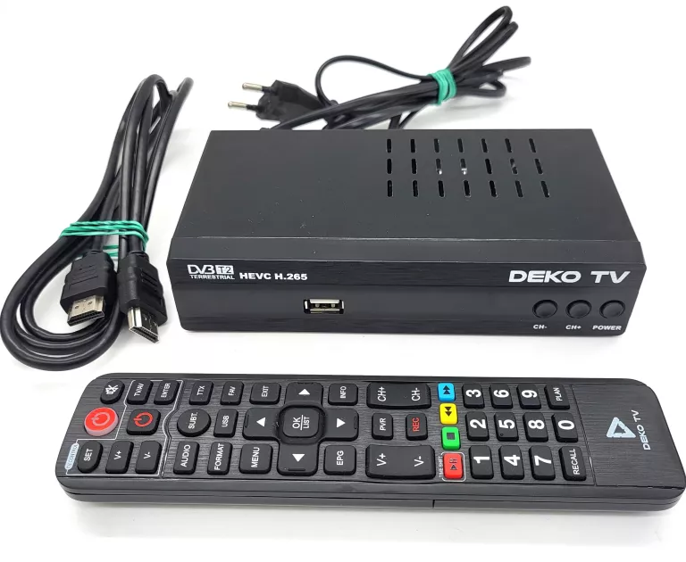 TUNER DVB-T2 DEKO TV DVBT-T2 HEVC/H.265 + PUDEŁKO