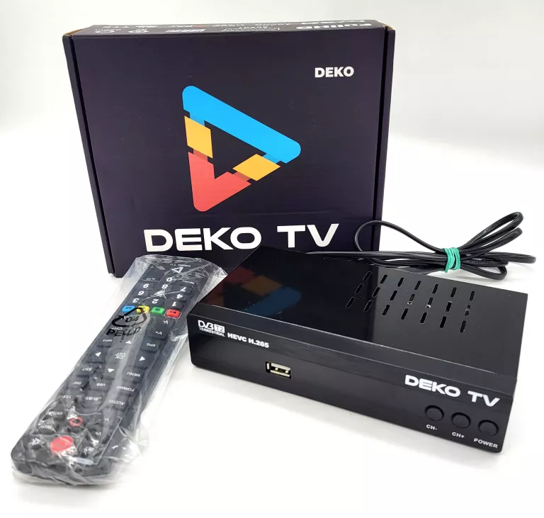 TUNER DVB-T2 DEKO TV DVBT-T2 HEVC/H.265 + PUDEŁKO