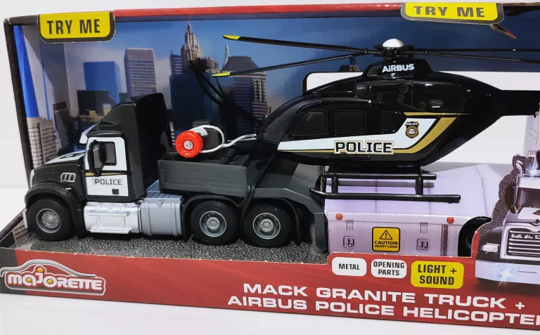 MAJORETTE ZESTAW TIR I HEIKOPTER POLICYJNY