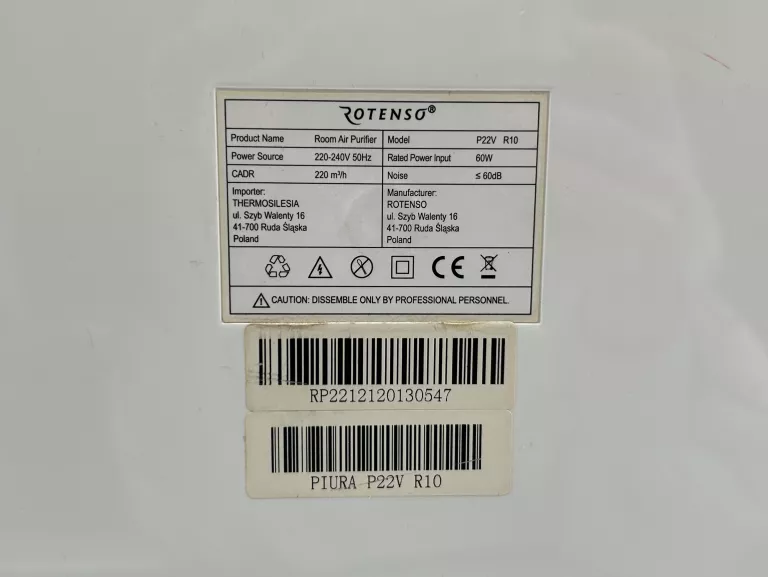 OCZYSZCZACZ POWIETRZA ROTENSO PIURA P22V