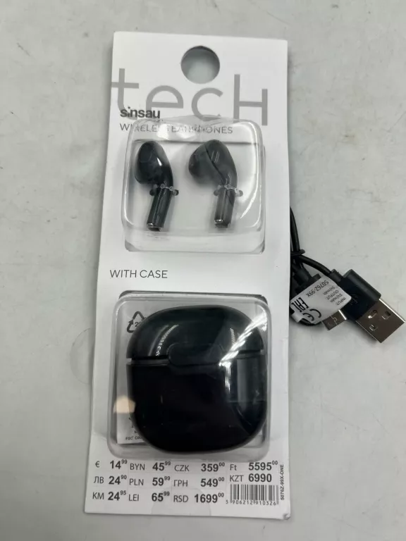 SŁUCHAWKI SINSAY WIRELESS EARPHONES CZARNE