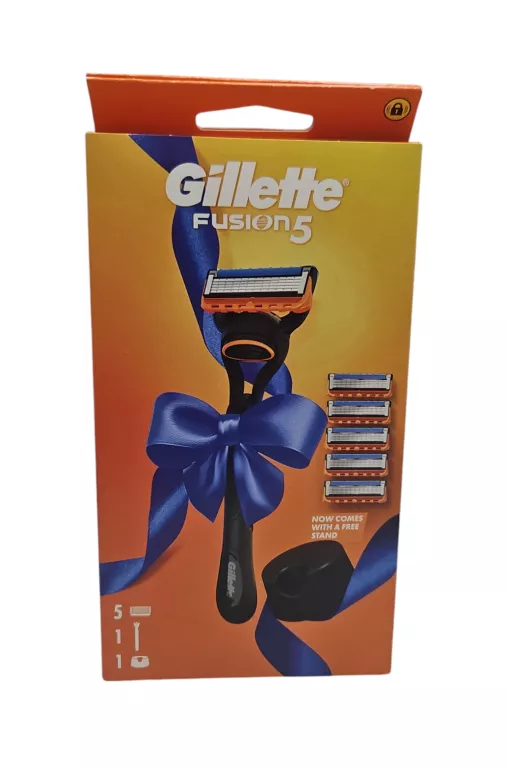 GILLETTE FUSION 5 MASZYNKA DO GOLENIA DLA MĘŻCZYZN + 5 OSTRZY + STOJAK