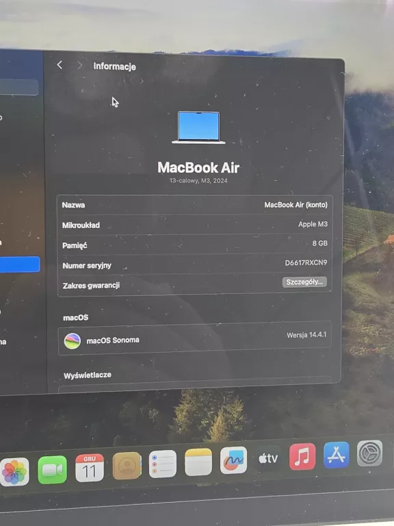 LAPTOP MACBOOK AIR (13-INCH, M3, 2024) GW MARZEC 2025