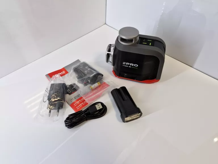 LASER KRZYŻOWY 360 PRO TYXER 3DG LINIOWY ZIELONY SAMOPOZIOMUJACY ZESTAW