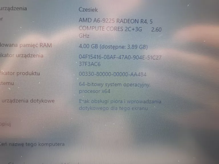 LAPTOP HP 255 G7 4/256GB AMD A6 #OPIS