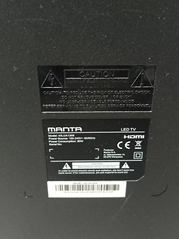 TELEWIZOR LED MANTA 43LUN120D 43" 4K UHD CZARNY