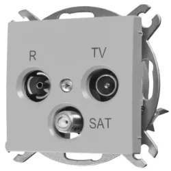 GNIAZDO RTV / SAT / RJ45 FLAVIA SZARY MAT
