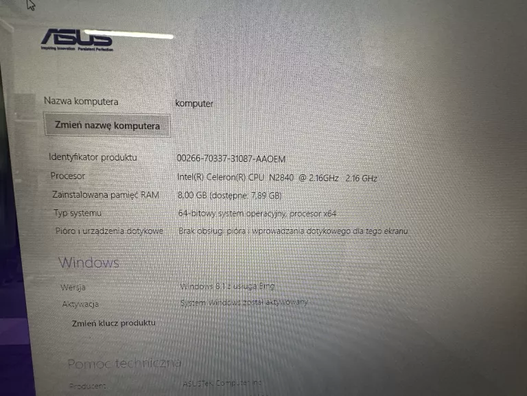 LAPTOP ASUS X553MA 8GB/500GB WIN 8