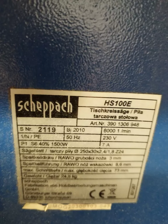 PILARKA STOŁOWA SCHEPPACH 250MM 1500W HS100E