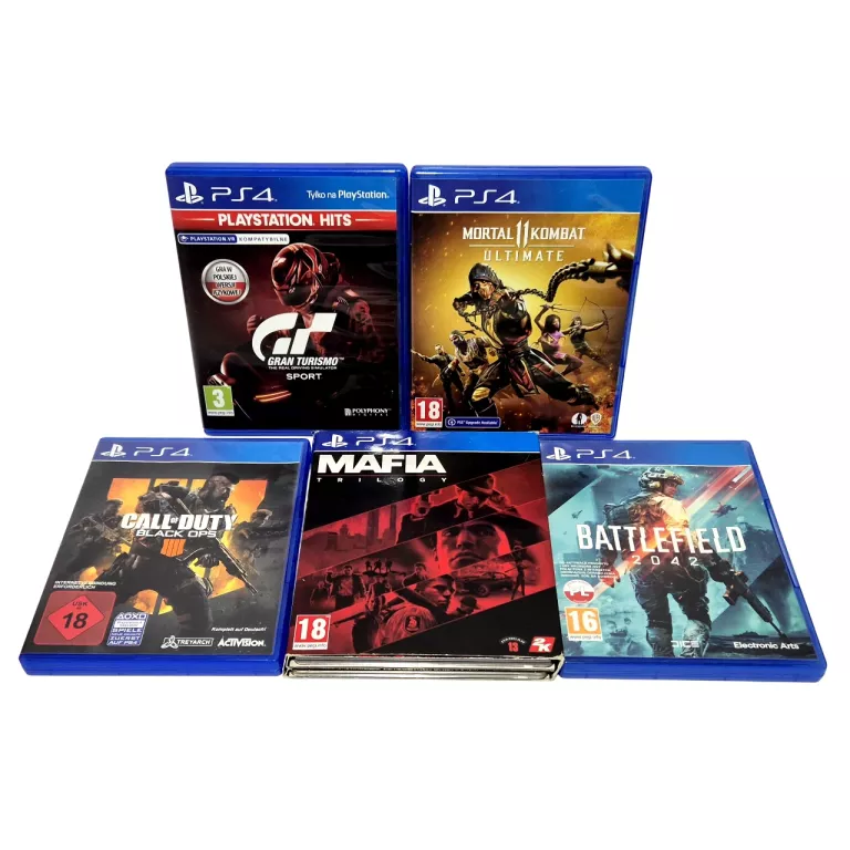 ZESTAW GIER PS4 (MAFIA TRYLOGIA / BF 2042 / COD OB4 / MK11 / GT SPORT)