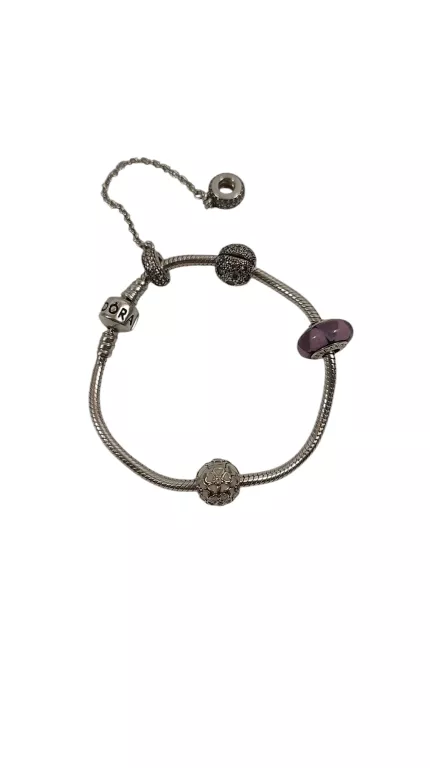 BRANSOLETKA PANDORA 19CM + 3 CHARMSY 28,75G