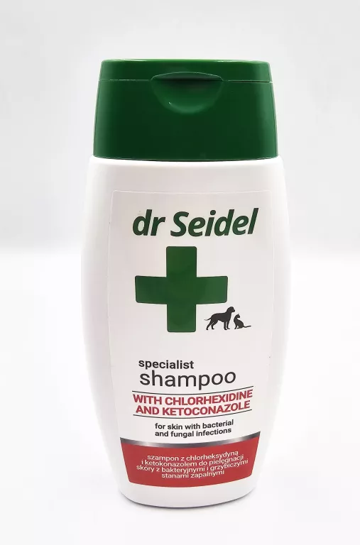 SZAMPON DLA PSÓW I KOTÓW / CHLORHEKSYDYNA I KETOKONAZOL / DR SEIDEL 220ML