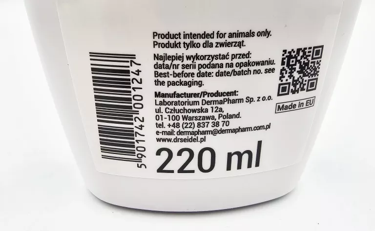 SZAMPON DLA PSÓW I KOTÓW / CHLORHEKSYDYNA I KETOKONAZOL / DR SEIDEL 220ML