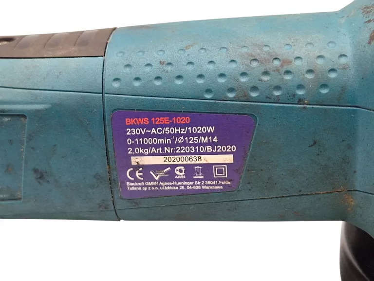 SZLIFIERKA KĄTOWA BLAUKRAFT BKWS 125E-1020 1020W