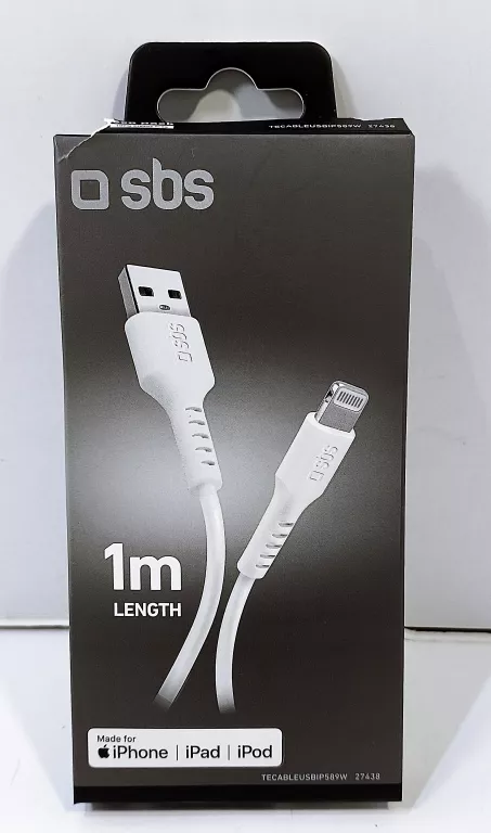 KABEL PRZEWÓD SBS USB - LIGHNING 1 METR BIAŁY