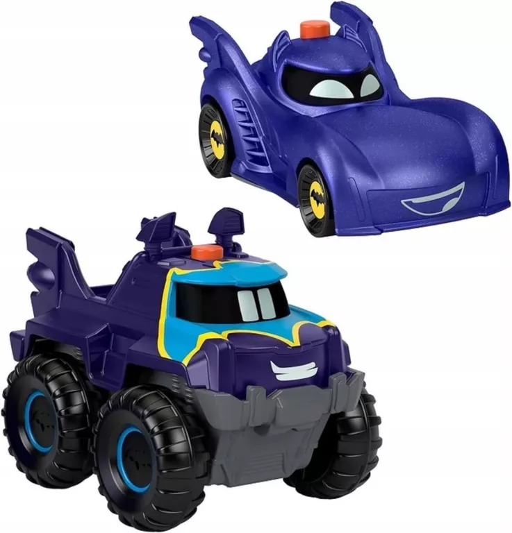 ZESTAW POJAZDÓW DC BATWHEELS ŚWIECĄCE AUTKA FISHER PRICE BATMOBIL BAT-TRUC