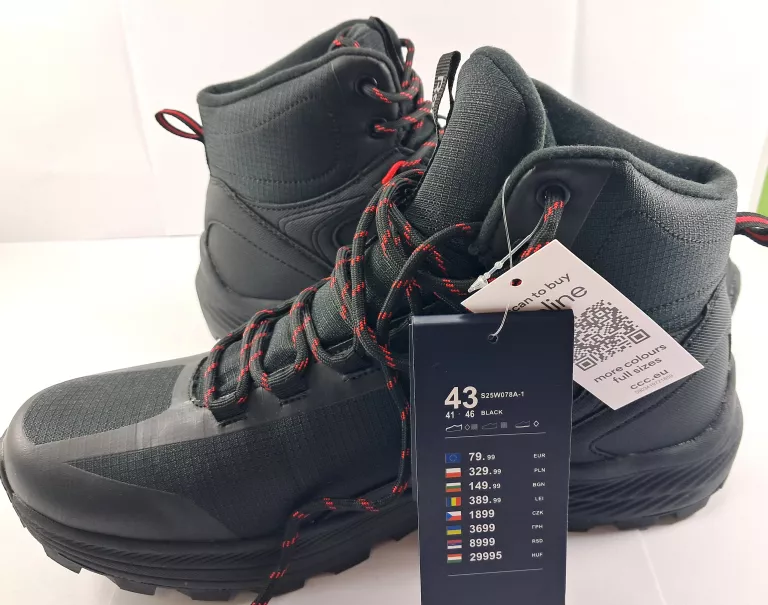 BUTY SPORTOWE MĘSKIE REEBOK CZARNE R.43 SW25W078A-1 *METKI*