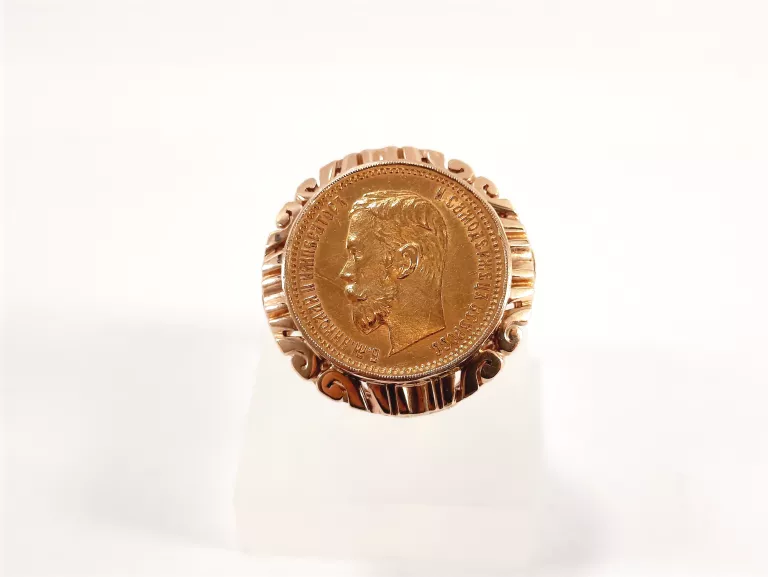 ZŁOTY SYGNET 5 RUBLI MIKOŁAJ II 585+900 11,08G R.16