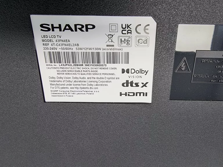 TELEWIZOR SHARP 43FN4EA 43 LED 4K ANDROID TV