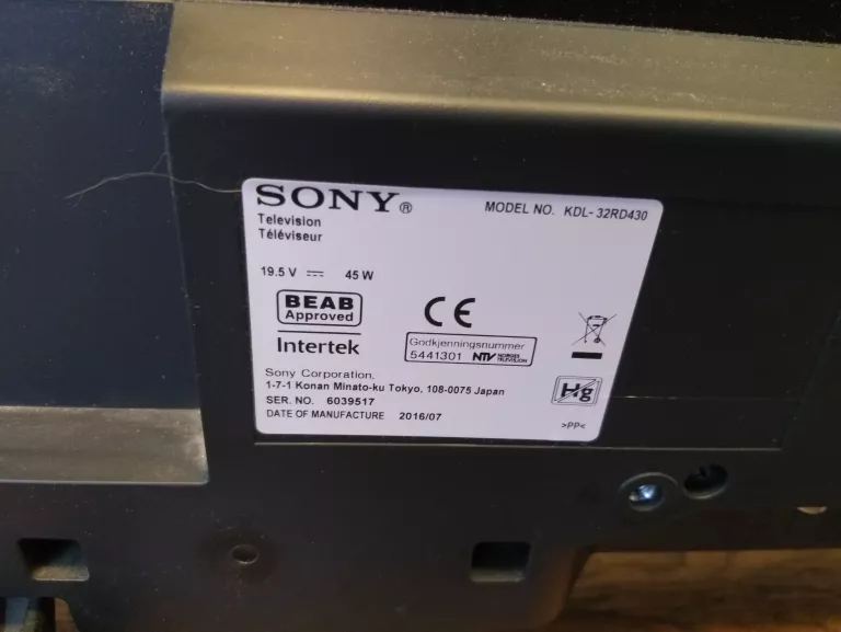 TELEWIZOR LED 32" SONY KDL-32RD430 + PILOT