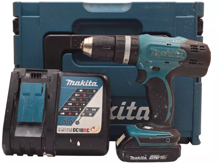 WIERTARKO-WKRĘTARKA UDAROWA MAKITA DHP 453 42/27NM 18V 1300RPM +AKU 1,5AH