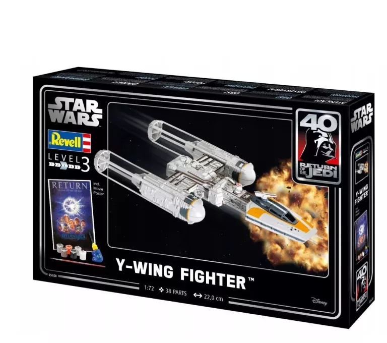 REVELL 05658 STAR WARS MODEL Z FARBAMI I PLAKATEM Y-WING FIGHTER SKALA 1:7