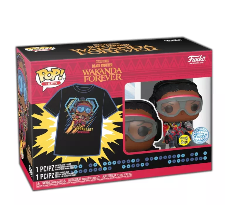 FUNKO POP! & TEE: BLACK PANTHER WAKANDA FOREVER - IRONHEART MK1 - GLOW IN