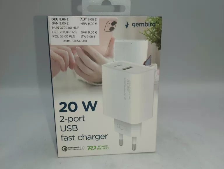 ŁADOWARKA SIECIOWA 20W 2 PORTY USB C BIAŁA!!!