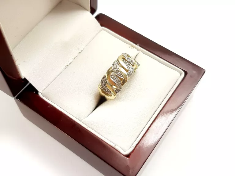 NIESPOTYKANY ZŁOTY PIERSCIONEK Z CYRKONIAMI 585 4.60G R:13