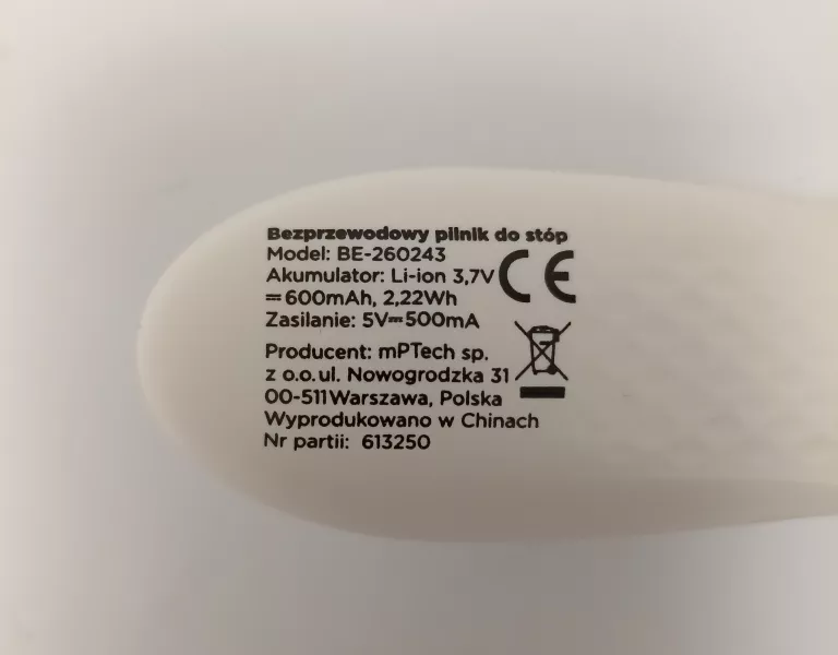 BEZPRZEWODOWY PILNIK DO STÓP BERGO BE-260243