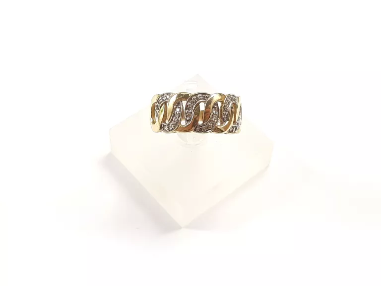 NIESPOTYKANY ZŁOTY PIERSCIONEK Z CYRKONIAMI 585 4.60G R:13
