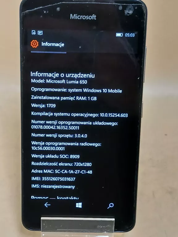 TELEFON  MICROSOFT LUMIA 650 1/16GB