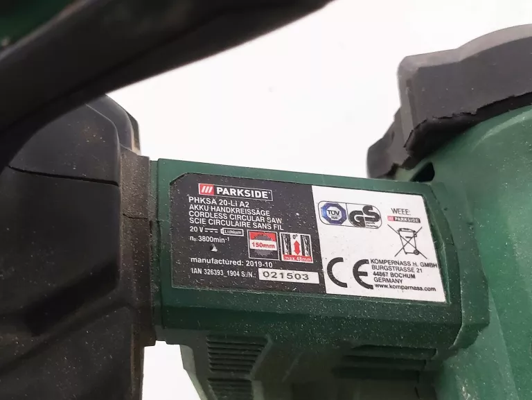 AKUMULATOROWA PIŁA TARCZOWA PARKSIDE PHKSA 20-LI A2 BODY