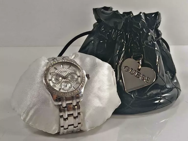 DAMSKI SREBRNY ZEGAREK GUESS W0403L1 Z ETUI