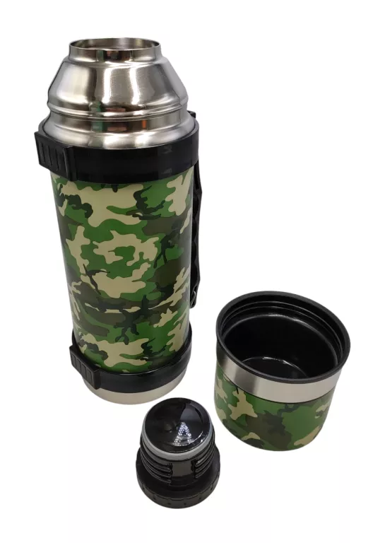 DUŻY TERMOS DO KAWY HERBATY NIERDZEWNY MORO DESIGN 1L KUBEK PASEK RĄCZKA